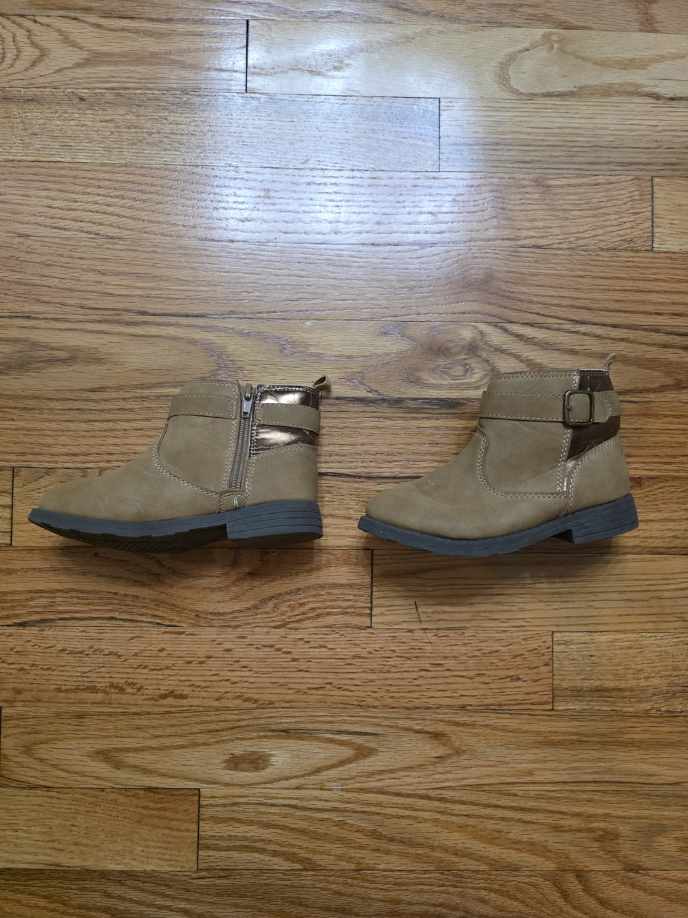Carter's Tan Ankle Boots with Metallic Gold Strap